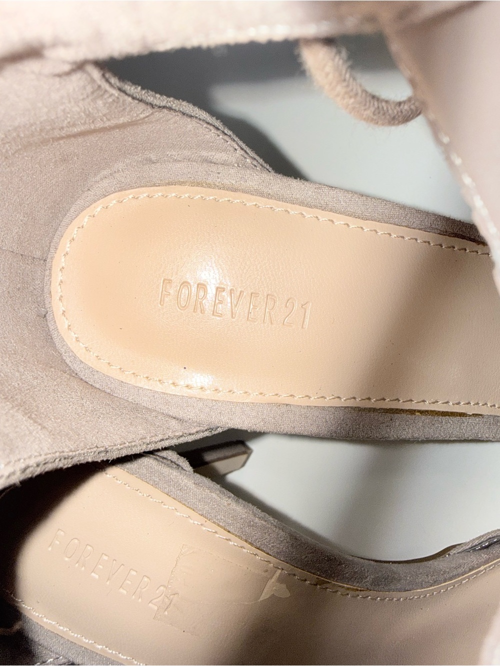Forever 21 Taupe Pointed-Toe Ankle-Tie Pumps - Picture 2 of 4